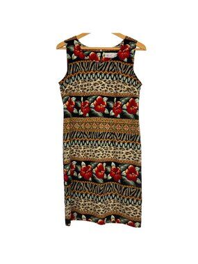 Vtg Kathie Lee Collection Women's Shift Dress 6 Tropical Print Sleeveless Travel